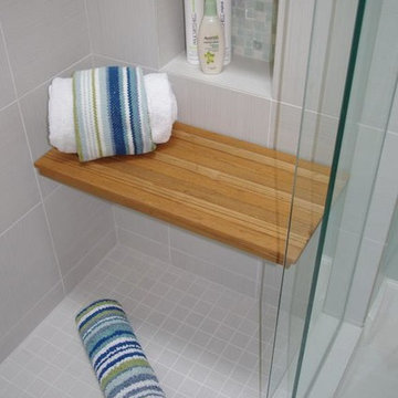 Teak Wood Wall Mount Fold-Down Bench