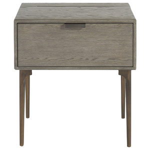 ASHCROFT Mid-Century Modern Edie Brown Walnut Wood Nightstand