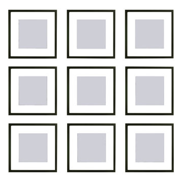 Gallery Perfect 9-Piece Square Frame Set, Black