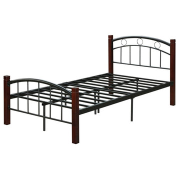 Hodedah Complete Metal Platform Bed with Headboard Footboard Full Size in Black