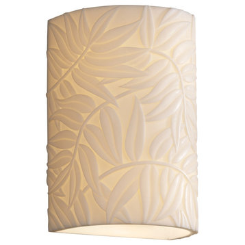 Porcelina Small Cylinder, Open Top and Bottom Wall Sconce, Bamboo Shade
