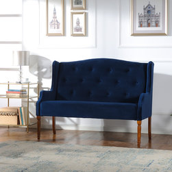 Izzy Tufted Settee, Navy Blue - Products