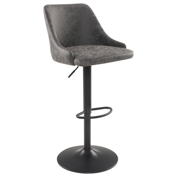 Sylmar Height Adjustable Stool, Charcoal Faux Leather