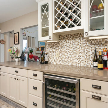 A wine enthusiasts kitchen with a french cafe feel