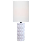 Lite Source - Delta Mini Table Lamp in White Ceramic with White Linen Shade E27 A 60W - Stylish and bold. Make an illuminating statement with this fixture. An ideal lighting fixture for your home.andnbsp