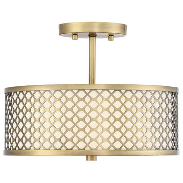 Trade Winds Hutchins Semi-Flush Mount Ceiling Light in Natural Brass
