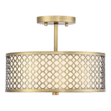 Trade Winds Hutchins Semi-Flush Mount Ceiling Light in Natural Brass