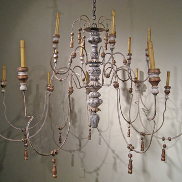 Hand Craved Chandelier with Iron Arms
