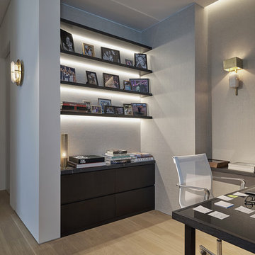 Midcentury modern condominium using our "ghost" finish on european oak