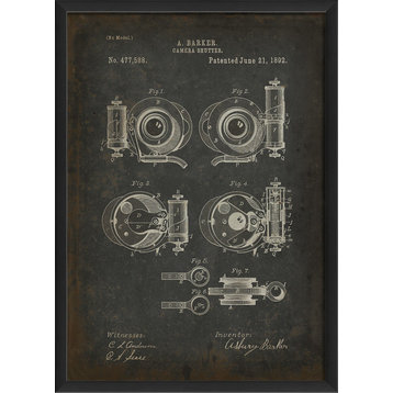 Barker Camera Shutter Patent on Black Framed Print