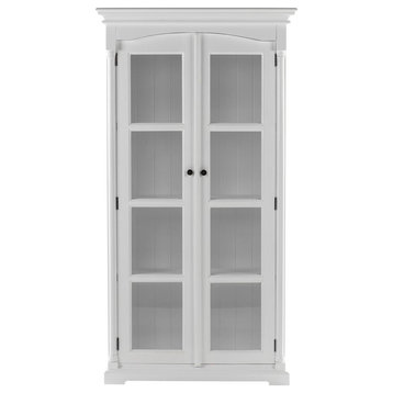 Classic White Double Glass Door Vitrine Cabinet, Belen Kox