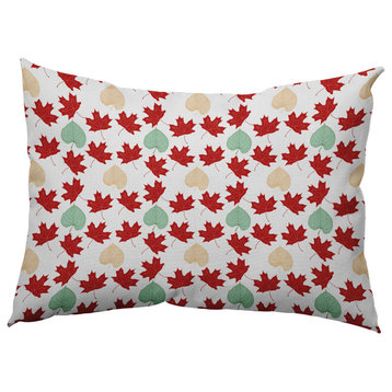 Lots of Leaves Accent Pillow, Dark Red, 14"x20"