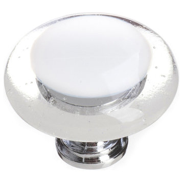 Reflective White Round Knob, Polished Chrome Base