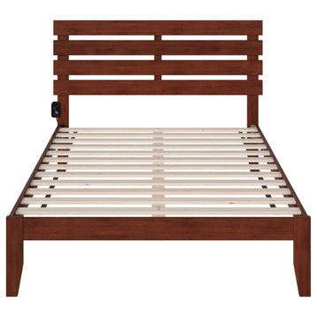 Oxford Full Bed With USB Turbo Charger, Walnut