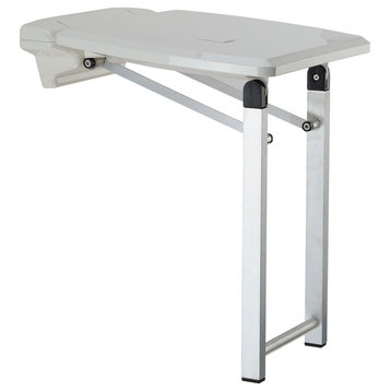 White Single Folding Shower Seat With Legs