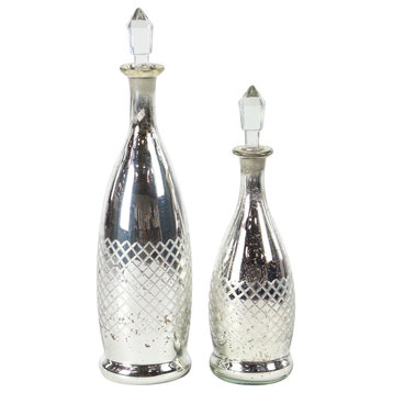 Glam Silver Glass Decorative Jars Set 24719