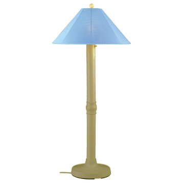 Catalina Floor Lamp 39684 With 3" Bisque Body, Sky Blue Sunbrella Shade Fabric