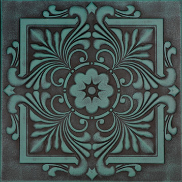 Victorian Styrofoam Ceiling Tile 20 in x 20 in - #R14, Pack of 48, Antique Green
