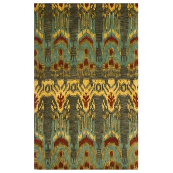 Safavieh Ikat 2' X 3' Hand Tufted Wool Pile Rug in Olive and Gold