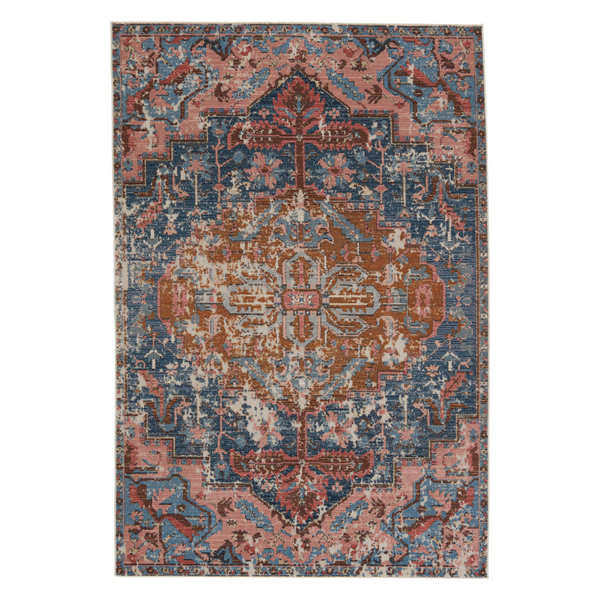 Vibe by Jaipur Living Diem Indoor/Outdoor Medallion Blue/Pink Area Rug