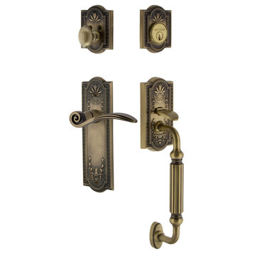Meadows Plate F Grip Entry Set Swan Lever, Antique Brass, 2-3/4", Right