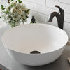 Stone Resin Solid Surface Round Vessel Sink, Bathroom Arlo Faucet, Bronze