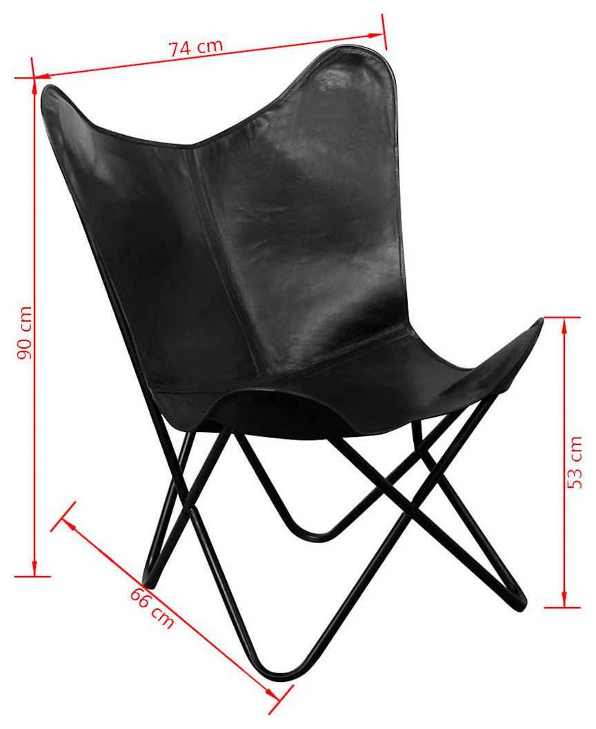 vidaXL Butterfly Chair, Versatile Utility 26" x 29.1" x 35.4", Black