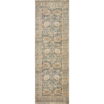 Margot Oriental Ocean/Spice Area Rug, 2'6"x11'6"