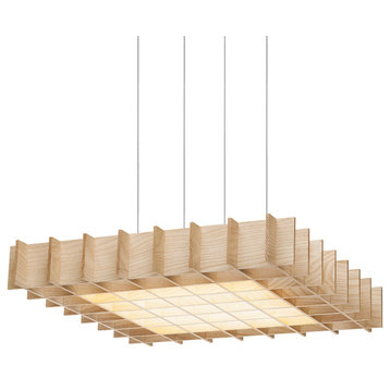 Pablo Designs Grid Pendant Light, Ash Wood, 1 X 1