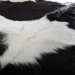 Luxury Natural Cowhide Area Rug, Handmade, Black-White, Hair-on-Hide, 6'7"x5'7" - Area Rugs