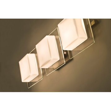 Alex 2 Light Bathroom Vanity Light, Satin Nickel, LED, Clear Glass