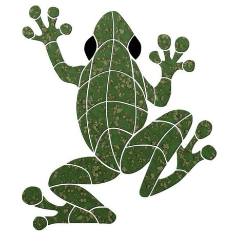 Large Frog Ceramic Swimming Pool Mosaic 24"x21", Green