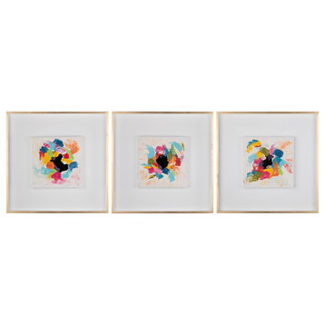 72X24, Set of 3 Hand Painted Multi-Colorful Abstract