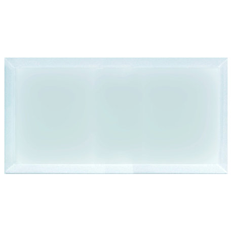 Frosted Elegance 8"x16" Beveled Glass Subway Tile,Matte Light Blue, Box of 18 Pieces