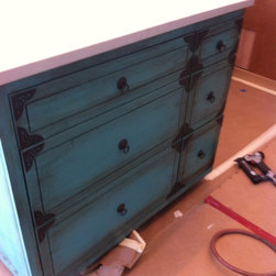 Asian Blue Kitchen Island - Kitchen Cabinetry