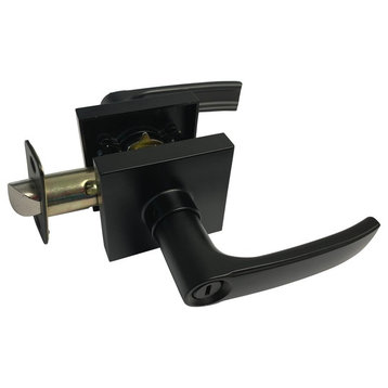 Square Contemporary Door Lever, Style 8048, Black, Privacy