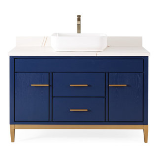 36 Tennant Brand Modern Style Navy Blue Wood Vessel Sink Bathroom Vanity