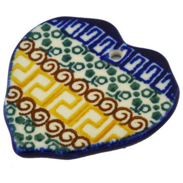Polish Pottery 2" Stoneware Ornament Heart Hand-Decorated Design