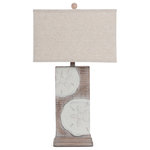 Lux Lighting - Sand Dollar 30" Poly Table Lamp, Set of 2 - Introducing the 30-Inch Sand Dollar Poly Resin Table Lamp, a coastal-inspired lighting fixture that captures the serene beauty of the shore. This lamp is more than just a source of light; it's a work of art that brings the tranquility of the beach into your space.