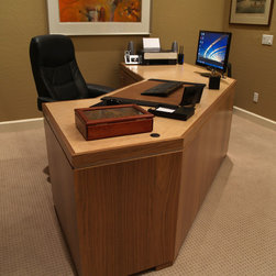 Walnut And Curly Maple Desk - side view - Products