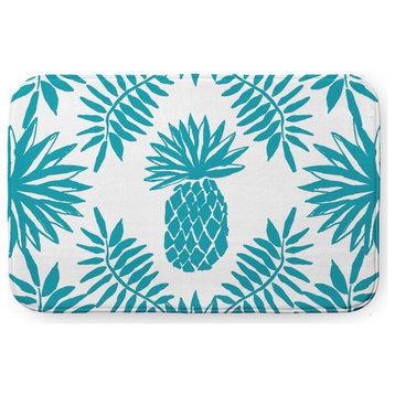 24" x 17" Pineapple Leaves Bathmat, Explorer Blue