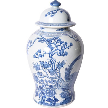 Temple Jar Vase Magnolia Pheasant Blue White Colors May Vary Variable