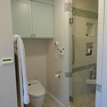 master bath with teak sauna - after