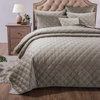 Soft Velveteen Double Sided Quilted Coverlet Bedspread Set, Taupe Grey, Full