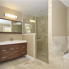 Bathrooms sink, lights, tile