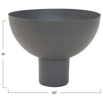 Decorative Metal Footed Bowl, Gray