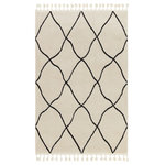 Jaipur Living - Vibe by Jaipur Living Treble Trellis Ivory/ Black Area Rug 8'10"X12' - The Jaida collection is inspired by a coveted blend of modern Moroccan style and cozy, inviting vibes. These rugs showcase an incredibly soft hand, with a touch high-low detail mixed into the pattern, and a shed-free construction of polyester and polypropylene. The braided fringe and ivory and black, trellis pattern of the Treble rug provide visual texture and global appeal. This plush area rug thrives in high traffic areas of the home such as living rooms, foyers, halls, and sunrooms.