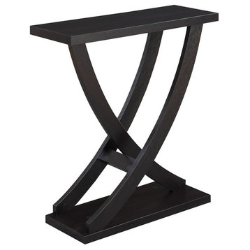 Convenience Concepts Newport Cross Step Console Table in Espresso Wood Finish