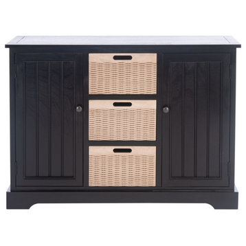 Gracyn 2 Door And 3 Removable Baskets Black With Natural Baskets