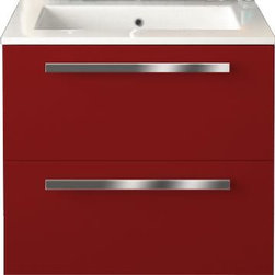 Italian 24 inch Modern Wall Mounted Bathroom Vanity Red Glossy Finish - Bathroom Vanities And Sink Consoles